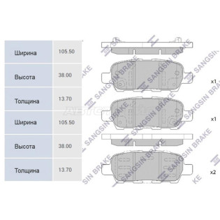 Колодки тормозные зад NISSAN J10 06-13/ X-TRAIL T## 00- /TIIDA C11 05-12 SANGSIN BRAKE